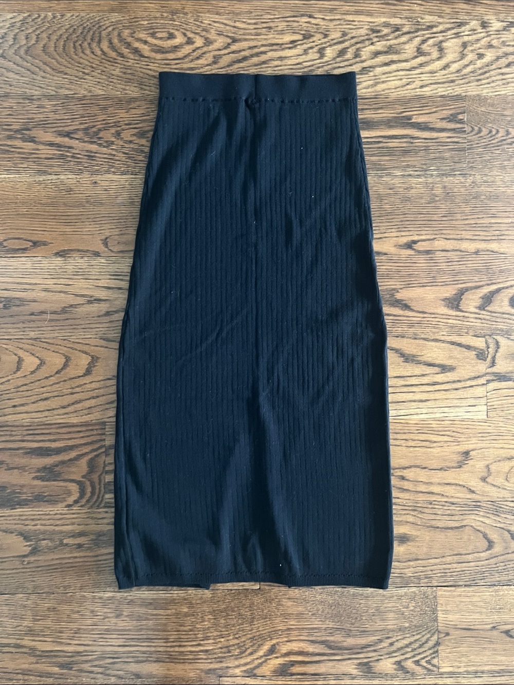 Free People Classic Black Ribbed Midi Skirt
